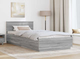 Bed Frame Grey Sonoma 90 x 200 cm Engineered Wood 3408213