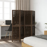 Room Divider 4 Panels Dark Brown Solid Wood Paulownia 358657
