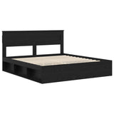 Bed Frame with Headboard Black 200 x 200 cm Solid Pine Wood 3409720