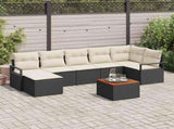 Garden Sofa Set with Cushion 8 pcs Black Poly Rattan 3347733