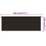 Outdoor Roller Blind 400x140 cm Brown HDPE 312977