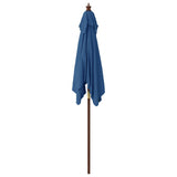 Garden Parasol with Wooden Pole Azure Blue 198x198x231 cm 363190