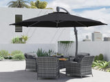3 Garden Cantilever Parasol, Round Overhanging Umbrella with Crank Handle, Cross Base, Aluminium T3398P328494