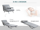 2-In-1 Design Single Sofa Bed Sleeper, Foldable Armchair Bed Lounge Couch w/ Pillow, Light Grey T3398P344500