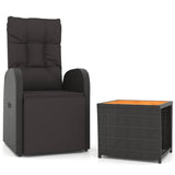 2 Piece Garden Lounge Set Black Poly Rattan&Solid Wood Acacia 3157666