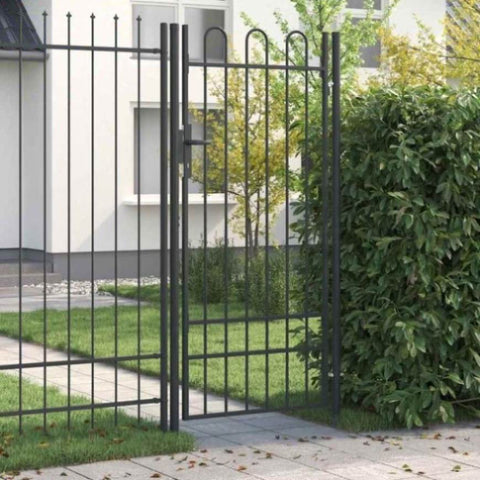 Fence Gate Grey 100 x 200 cm Powder coated steel 42008871