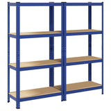 4-Layer Storage Shelves 2 pcs Blue Steel&Engineered Wood 4016935