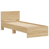 Bed Frame without Mattress with LED Lights Sonoma Oak 75x190 cm Small Single 838843