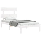 Bed Frame without Mattress White 90x200 cm Solid Wood Pine 3193517