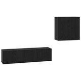 TV Cabinet Set Wall-mounted Black Oak Engineered Wood 3393373