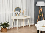 Elegant Dressing Table, with Round Mirror, 80 x 40 x 123 cm - White T3398P329491