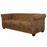 Chesterfield Sofa 3-Seater Brown Faux Leather 287919