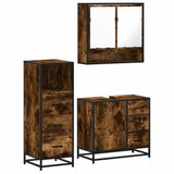 3 Piece Bathroom Furniture Set Smoked Oak Engineered Wood 3301047