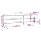 TV Cabinet Smoked Oak 200x30x50 cm Engineered Wood and Metal 826761