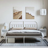 Bed Frame White Powder-Coated Steel Double Bed Frame 353689