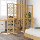 Room Divider 5 Panels Brown Solid Wood Paulownia 358870