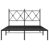 ZNTS Metal Bed Frame without Mattress with Headboard Black 120x200cm 376500