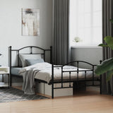 Metal Bed Frame without Mattress with Footboard Black 107x203cm 353453