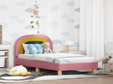 Toddler Bed Frame with Headboard Pink 70 x 140 cm Velvet 42011005