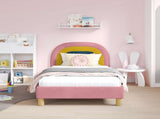 Children's Bed Frame with Headboard Pink 80 x 160 cm Velvet 42011007