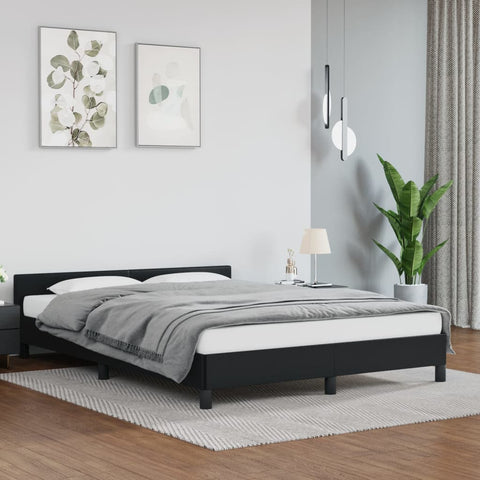 ZNTS Bed Frame without Mattress Black 180x200cm Super King Faux Leather 349900