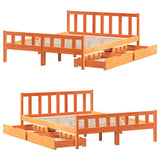 Bed Frame without Mattress Wax Brown 150x200 cm King Size Solid Wood Pine 3301591
