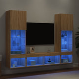 5 Piece TV Wall Units with LED Sonoma Oak Engineered Wood 3216692