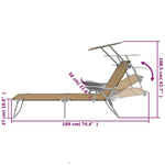 Folding Sun Lounger with Canopy Steel Taupe 44297