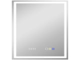 50 x 70 cm Anti-Fog LED Bathroom Mirror, with Bluetooth and Clock - Silver Tone T3398P328148