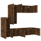 5 Piece TV Wall Units Smoked Oak Engineered Wood 3216493