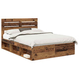 Bed Frame with Headboard Old Wood 140 x 190 cm Solid Pine Wood 3411421
