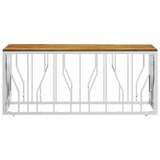 Coffee Table Silver Stainless Steel and Solid Wood Acacia 350055