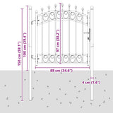 146378 Fence Gate "EMMEN" with Spikes Steel 103x97 cm Black