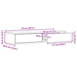ZNTS Black Bed Drawers 75x36.5x16.5 cm Made from Engineered Wood 866964