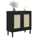 Sideboard SENJA Rattan Look Black 80x35x80 cm Solid Wood Pine 358033