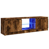TV Cabinet with LED Lights Smoked Oak 120x30x36 cm 815708
