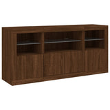 Sideboard with LED Lights Brown Oak 142.5x37x67 cm 3209071