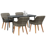 Garden Dining Set with Cushion 5 pcs Grey Poly Rattan 3261679