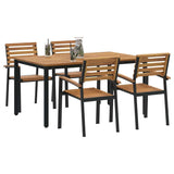 Garden Dining Set 5 pcs Black Solid Acacia Wood 3284399