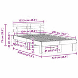 Bed Frame with Headboard Wax Brown 120 x 200 cm Solid Pine Wood 872445