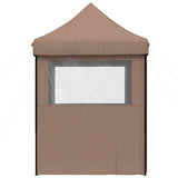 Foldable Party Tent Pop-Up with 4 Sidewalls Brown 4005004