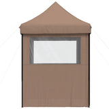 Foldable Party Tent Pop-Up with 4 Sidewalls Brown 4005004