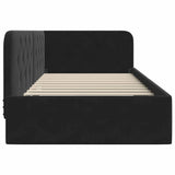 Corner Bed Frame with Headboard Black 100 x 200 cm Velvet 42016548