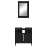 ZNTS 2 Piece Bathroom Furniture Set Black Engineered Wood 3214775
