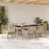 Garden Dining Set 7 pcs Beige Poly rattan 3334883