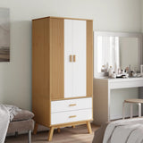 Wardrobe OLDEN White and Brown 76.5x53x172 cm Solid Wood Pine 358596