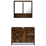 ZNTS 2 Piece Bathroom Furniture Set Smoked Oak Engineered Wood 3300932