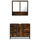 2 Piece Bathroom Furniture Set Smoked Oak Engineered Wood 3300932