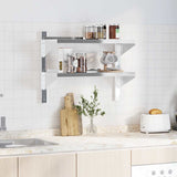 2-Tier Wall Shelf 75x30x60 cm Silver Stainless Steel 30313