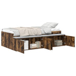 Storage Bed Frame Smoked oak 90 x 200 cm Engineered wood 3335193
